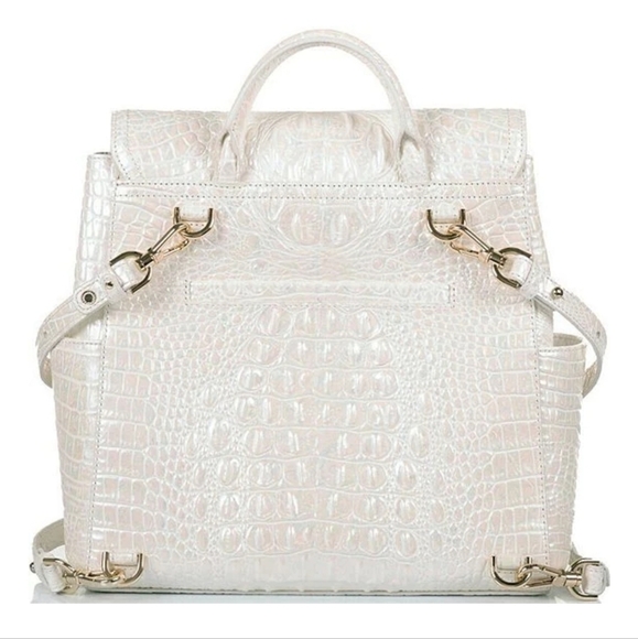 🌻 NWT BRAHMIN BACKPACK DESIGNER PURSE BAG RARE PEAL ITALIAN LEATHER EMBOSSED - Picture 10 of 14